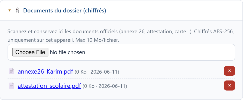 Pièces jointes chiffrées