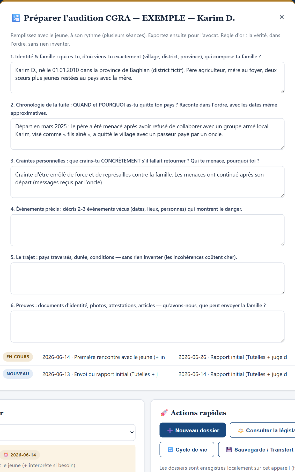 Préparation de l'audition CGRA