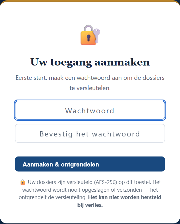 Scherm wachtwoord aanmaken