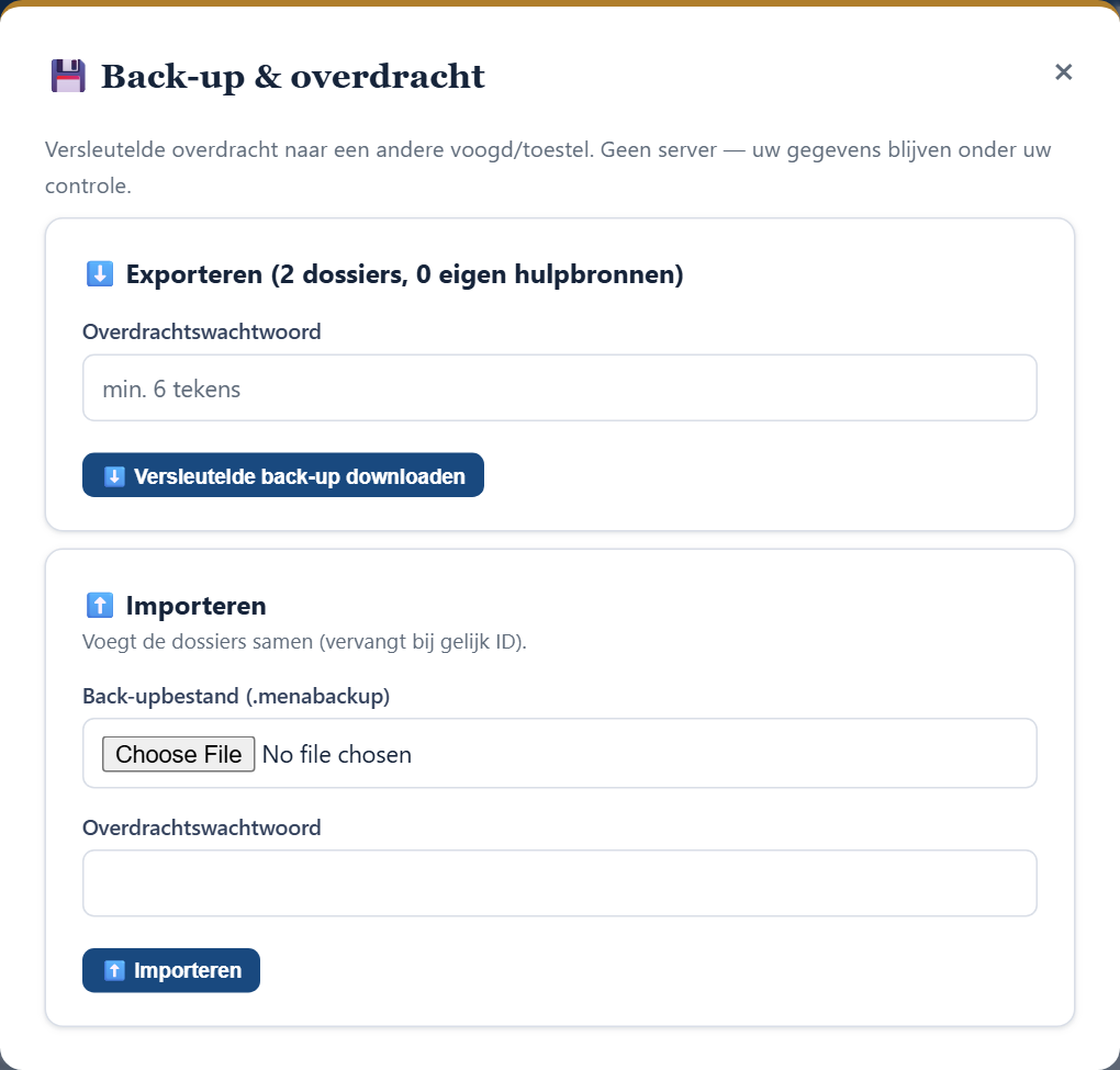 Back-up en transfer